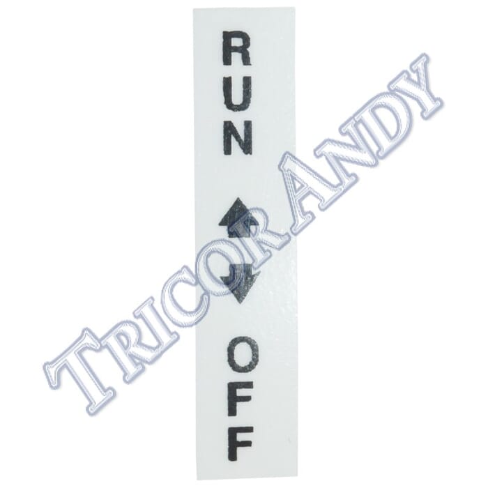 RUN/OFF" 73-78 R/H SWITCHGEAR STICKER"