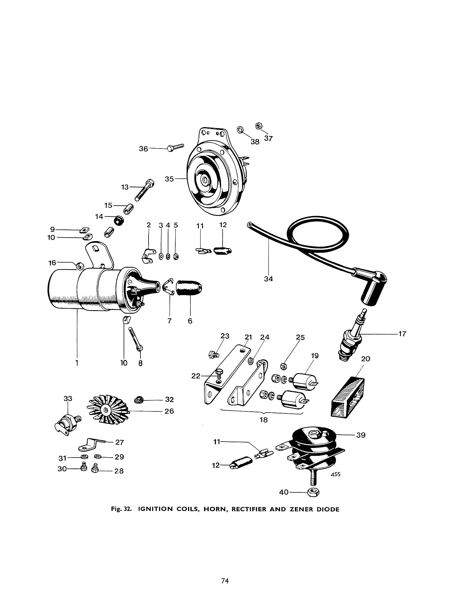 Ignition Coils, Horn, Rectifier and Zener Diode 1968 UK 650 Tricor Andy